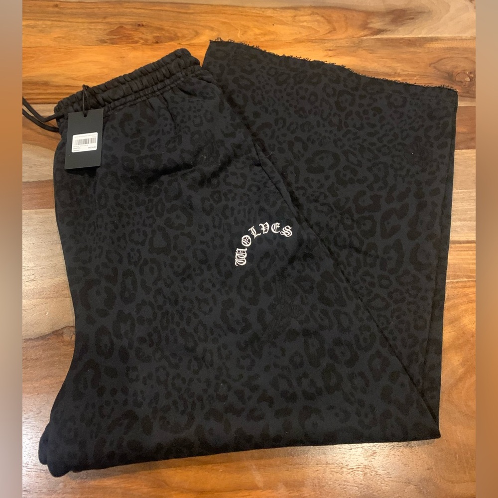 Darc Sport Black Leopard-Print Men's Joggers with Small White Logo